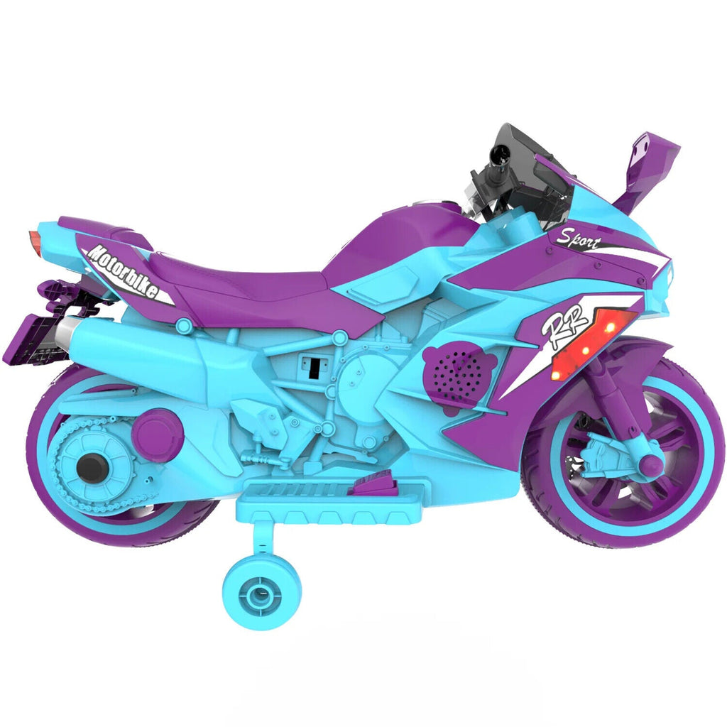 12V Electric Kids Ride-On Dirt Bike with Training Wheels in Mixed Colors