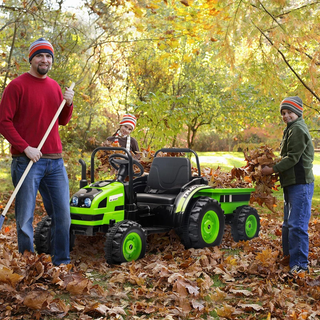 12V Electric Kids Ride-On Tractor with Trailer and Remote Control