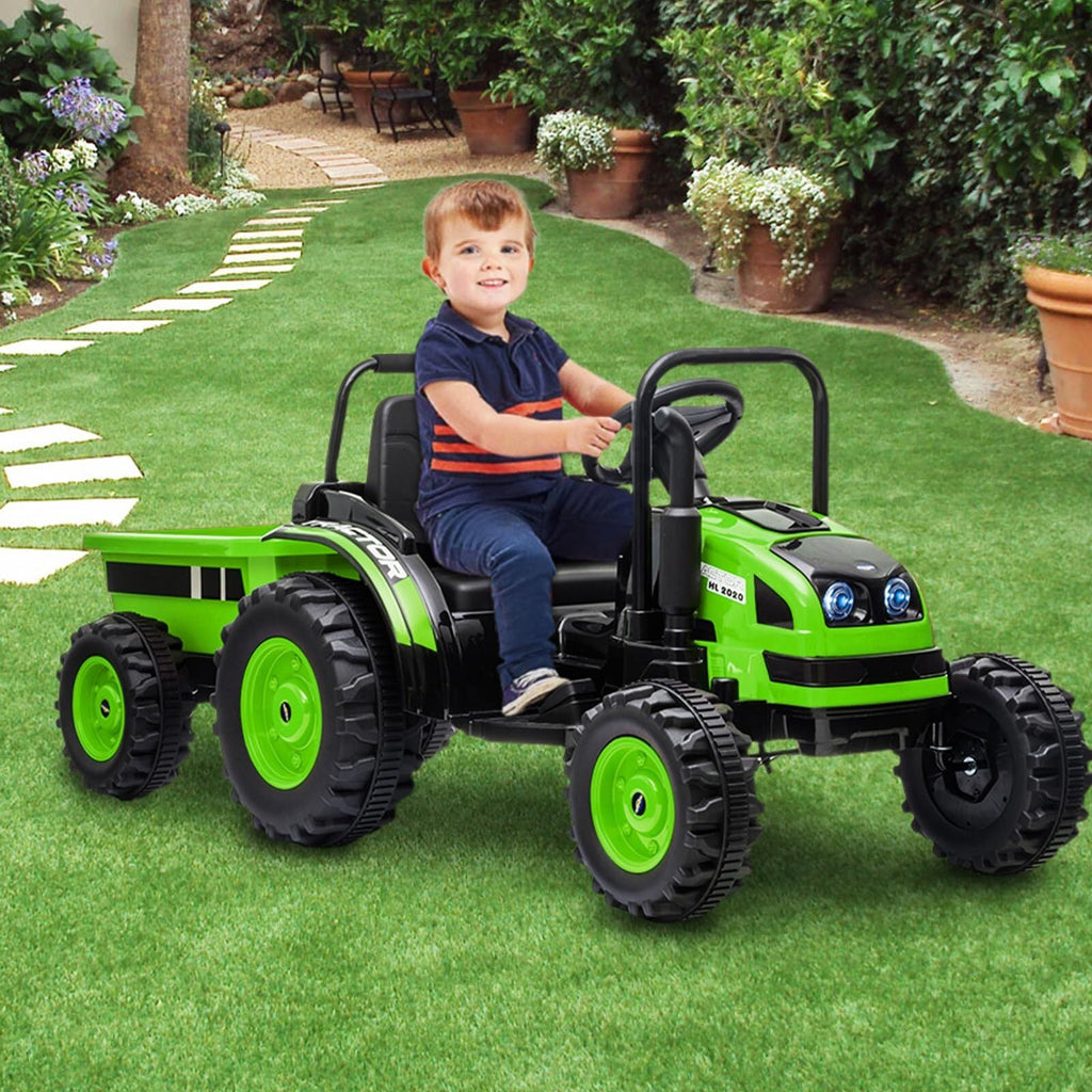 12V Electric Kids Ride-On Tractor with Trailer and Remote Control