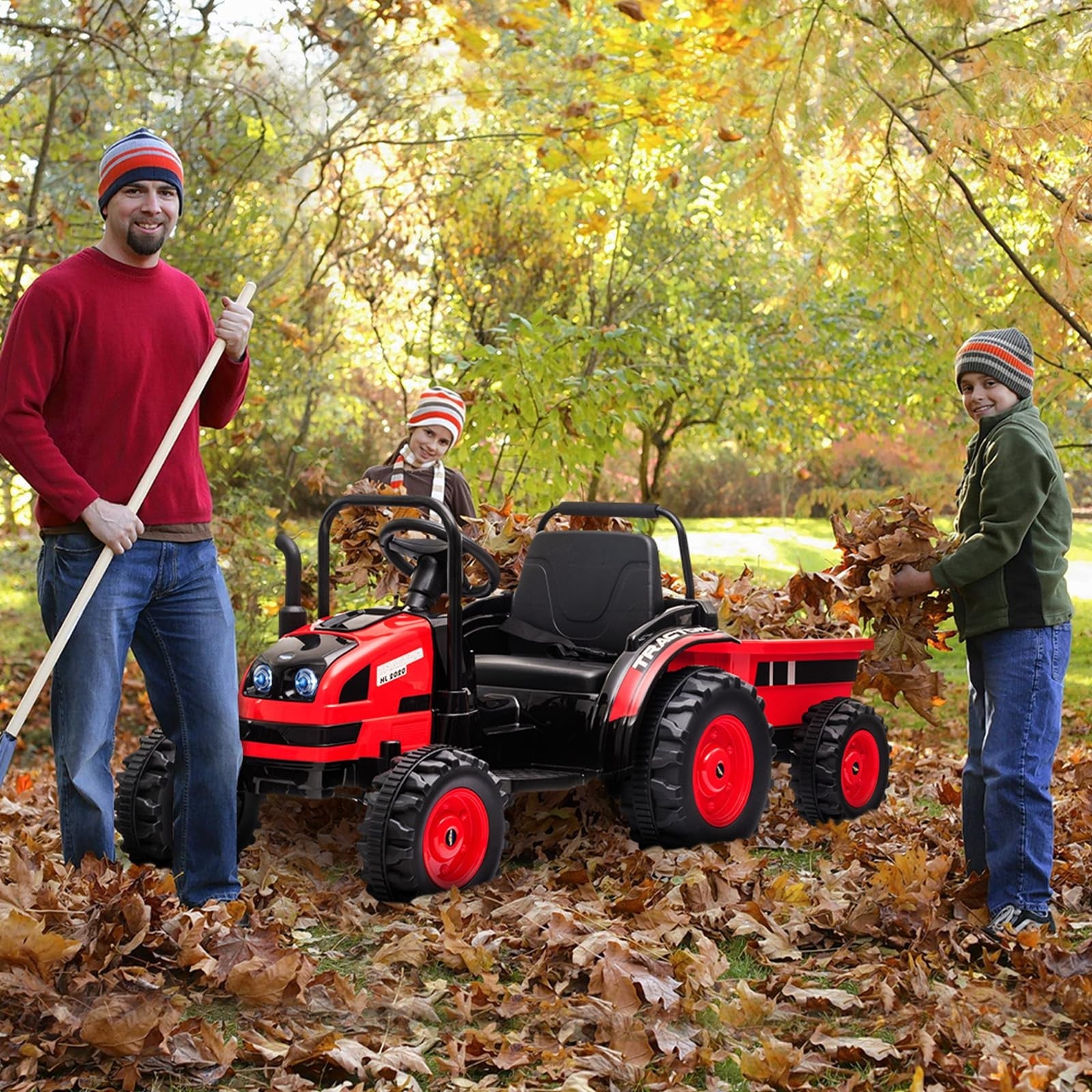 12V Electric Kids Ride-On Tractor with Trailer and Remote Control