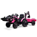 24V 3-in-1 Battery-Powered Electric Kids Ride-On Tractor with Trailer