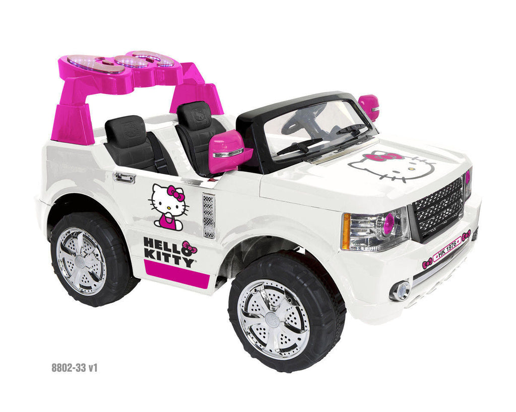 12V Pink Hello Kitty Ride-On SUV with Auto Shut-Off and Circle Charger, Music Enabled