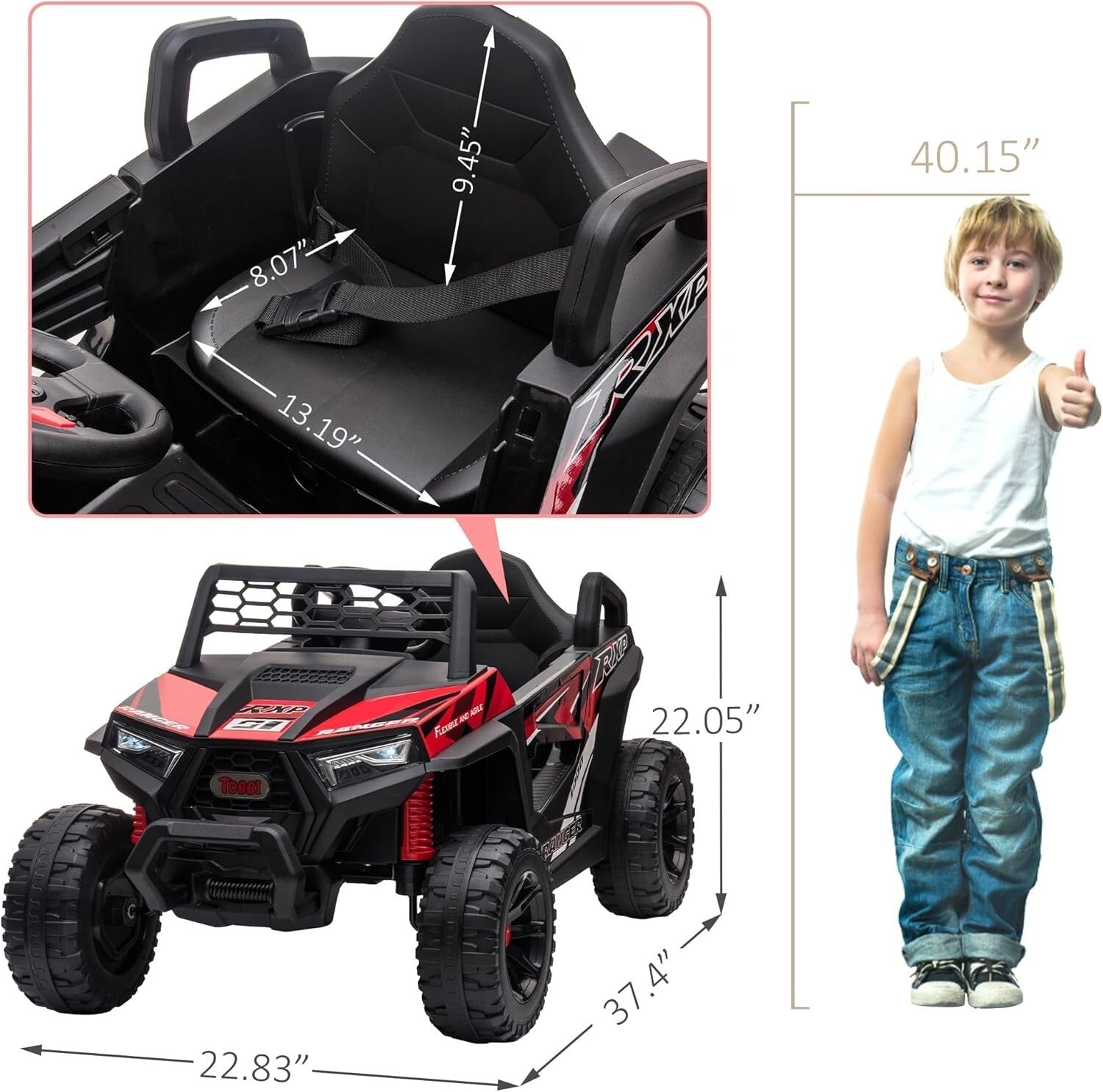 Vehículo eléctrico todoterreno UTV 12V para niños con avance y retroceso