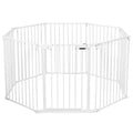 Versatile 8-Panel Metal Play Yard and Pet Barrier with Adjustable Wall Mount