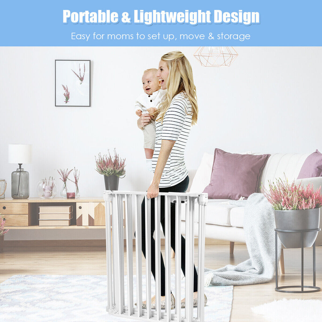 Versatile 8-Panel Metal Play Yard and Pet Barrier with Adjustable Wall Mount
