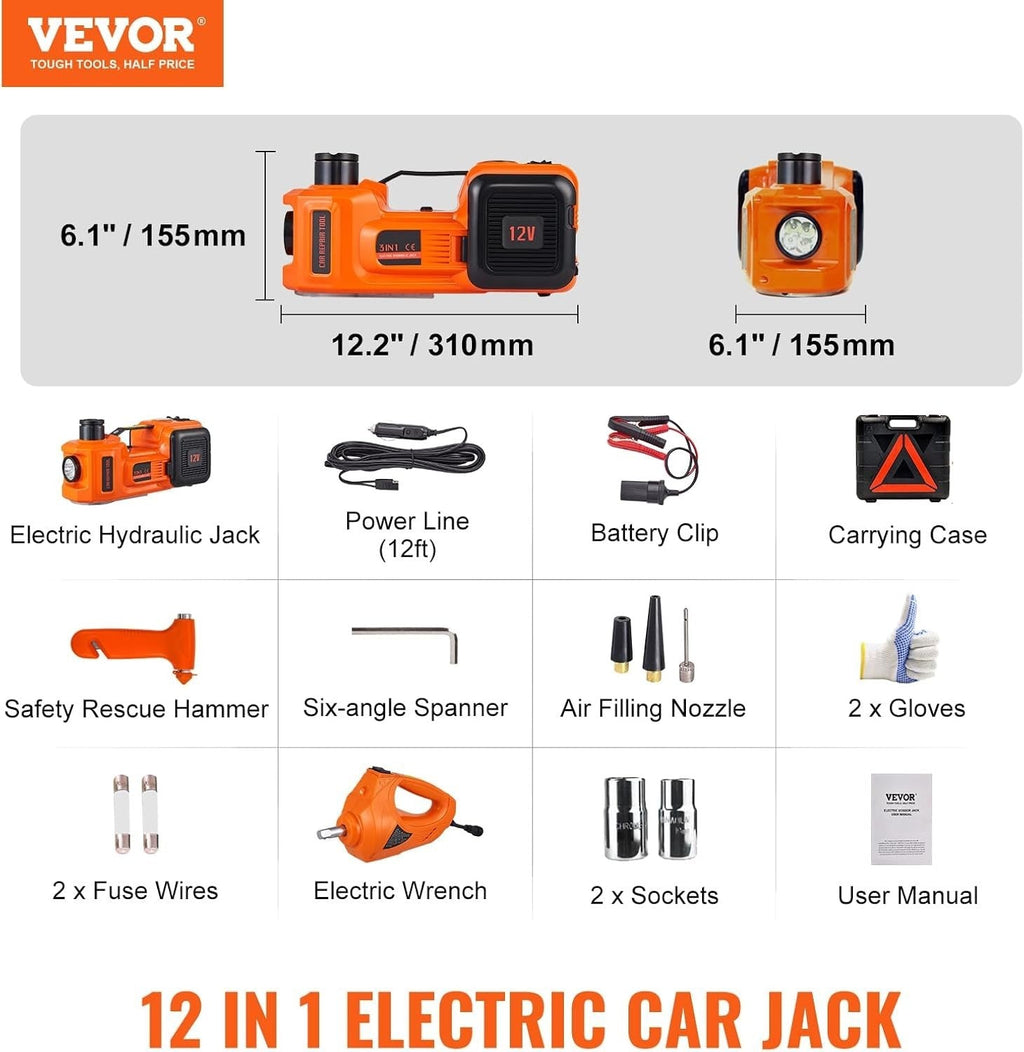 Electric Hydraulic Car Jack 5 Ton 11023 LBS with Electric Impact Lift