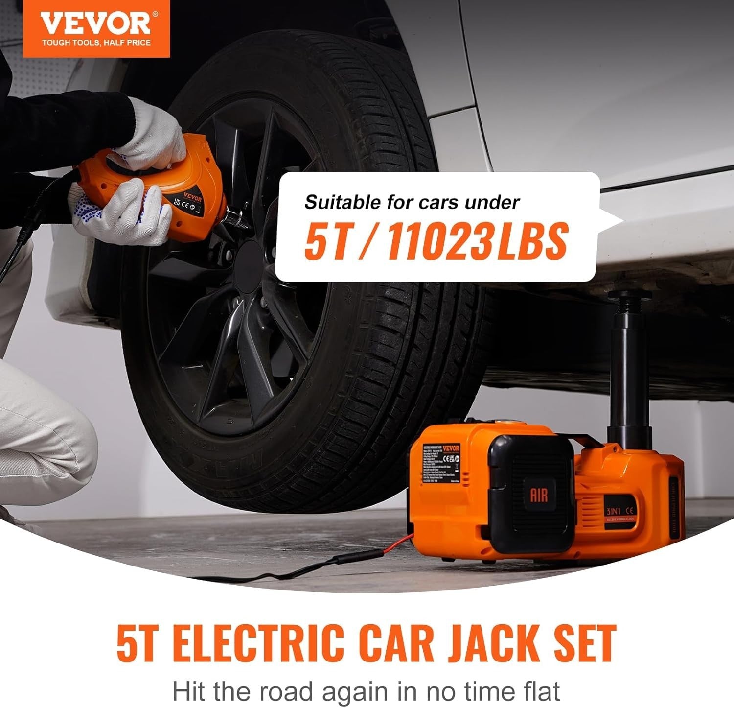Electric Hydraulic Car Jack 5 Ton Capacity with Electric Impact Lift
