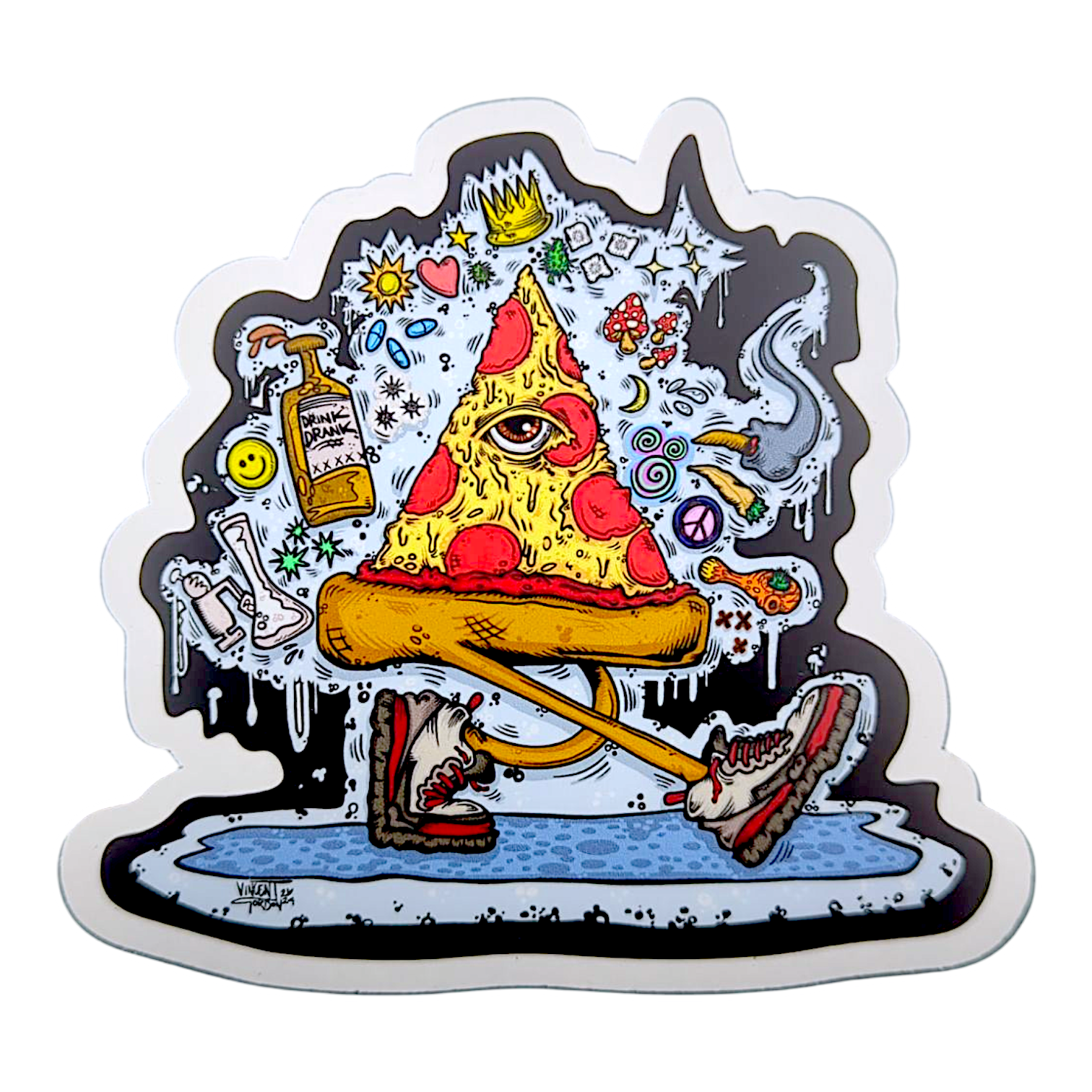 Vincent Gordon Peace, Love and Pizza Sticker