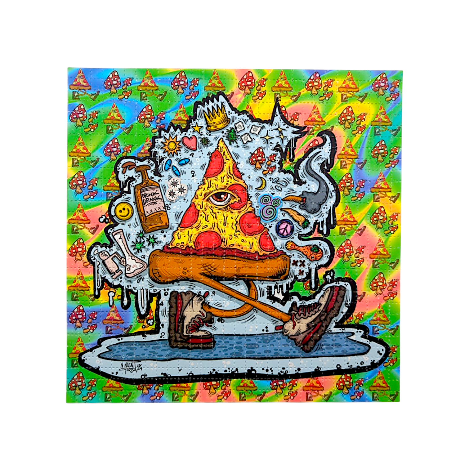 Vincent Gordon “Peace Love n Pizza” Blotter Print