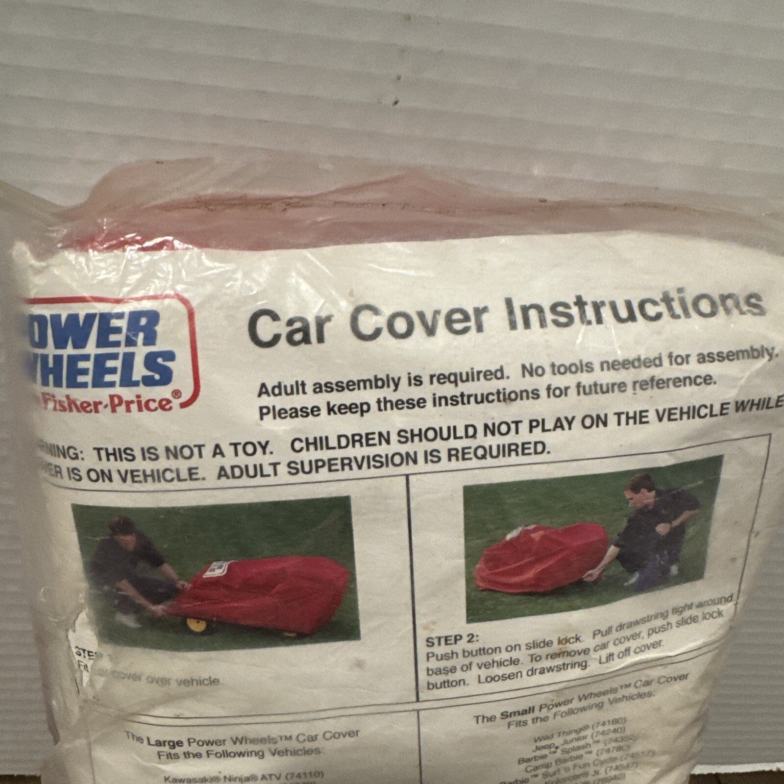 Vintage 1999 Small Red Ride-On Car with Power Wheels Cover