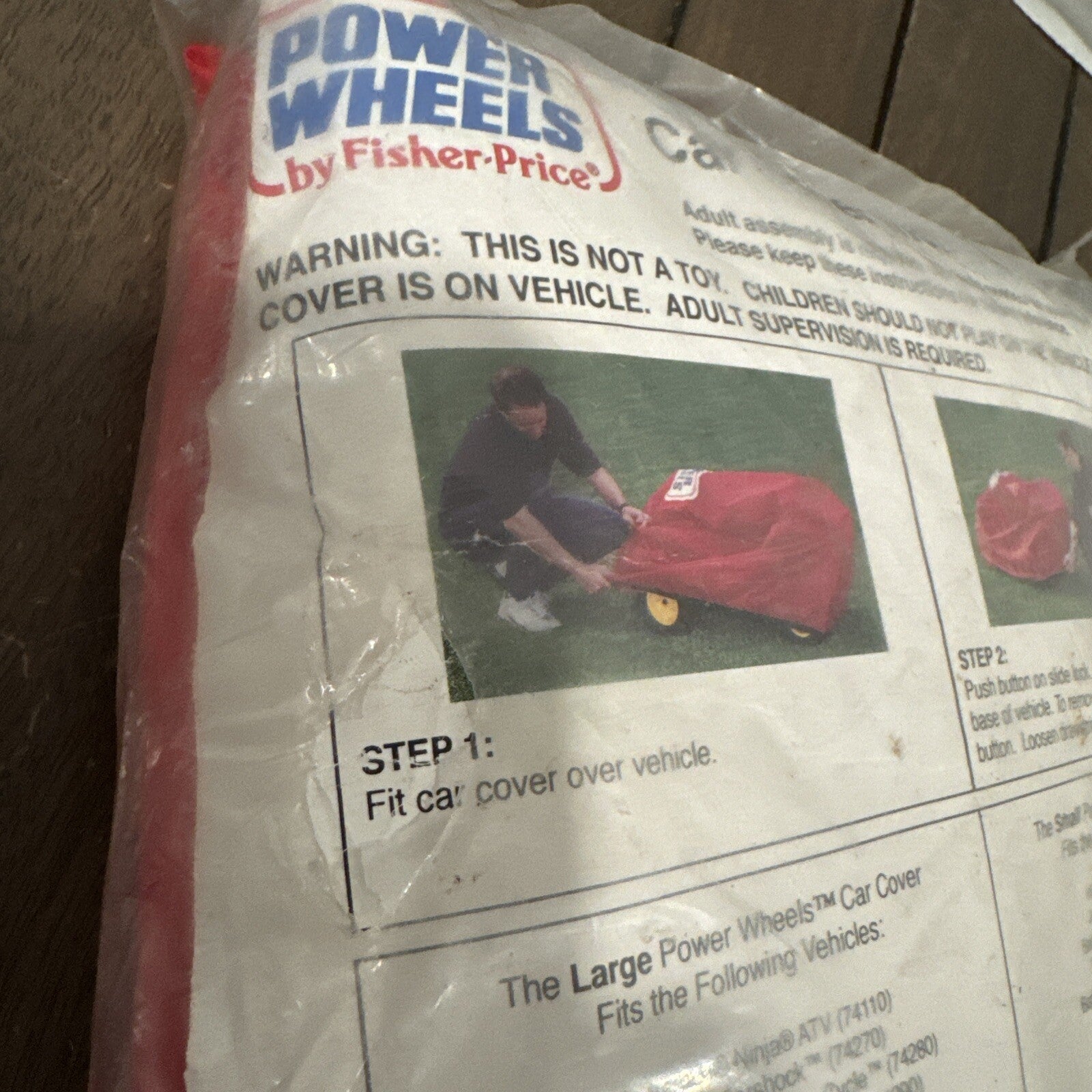 Vintage 1999 Small Red Ride-On Car with Power Wheels Cover