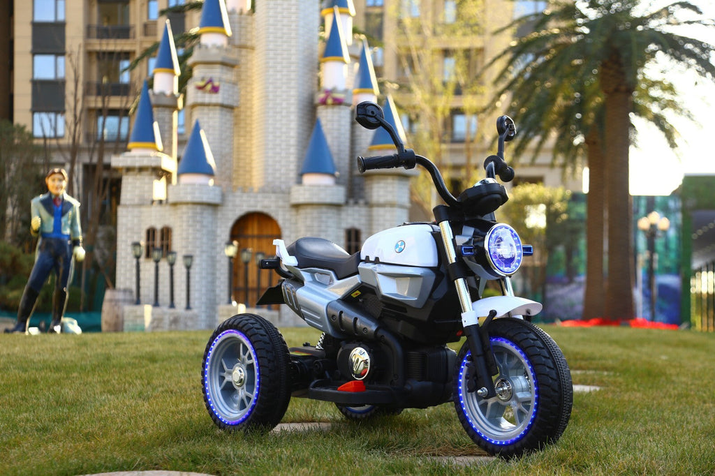 12V Kids Ride-On Motorcycle with 3 Wheels, LED Lights, and Audio Features