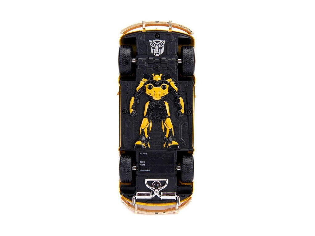 Weathered Yellow VW Beetle Diecast with Robot on Chassis and Charlie Figurine "Bumble"