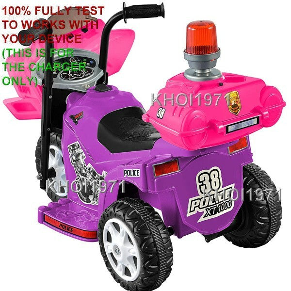 AC Wall Charger Adapter for Kid Motorz Little Police Patrol Ride-On Motorcycle