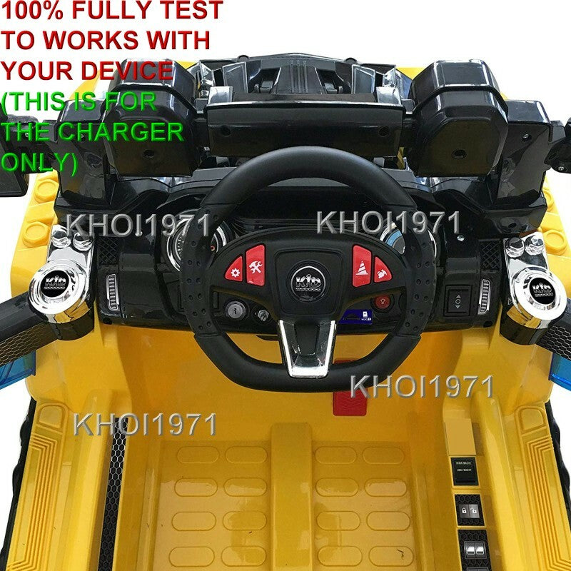 Yellow AC Wall Charger Adapter for Kid Motorz Construction Patrol Ride-On Truck Model 1158