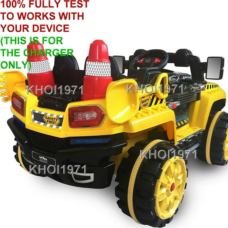 Yellow AC Wall Charger Adapter for Kid Motorz Construction Patrol Truck Ride F4 1158
