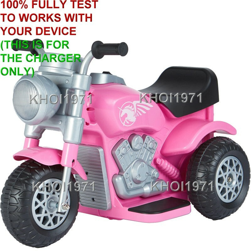 AC Wall Charger Adapter for 6V Battery 3-Wheel Ride-On Motorcycle Toy in Blue and Red
