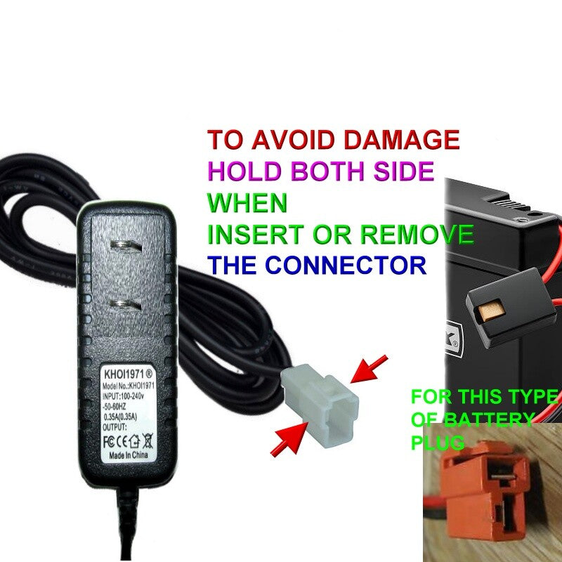 6V AC Wall Charger Adapter for KT1296 Kid Trax Spider-Man Quad Ride-On Battery