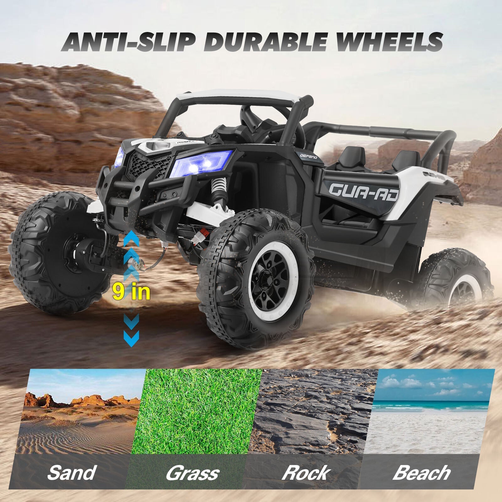 12V Kids Electric Off-Road UTV Ride-On Vehicle with Music, LED Lights, and Remote Control