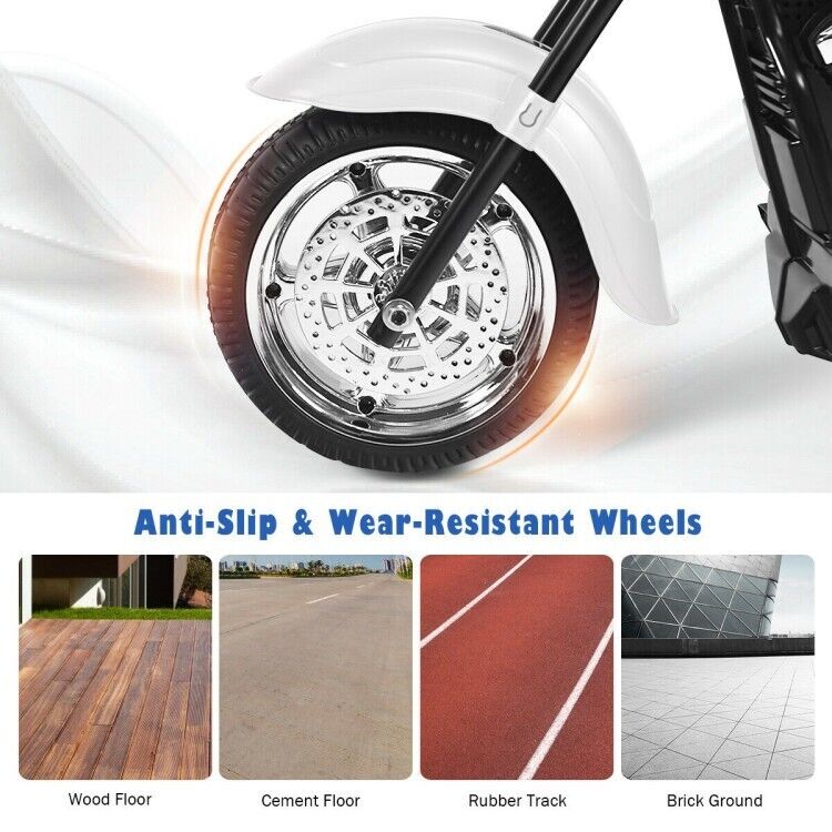 White 3-Wheel Chopper Motorcycle Toy for Kids with Headlight & Horn