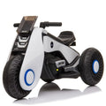 White 3-Wheel Electric Motorcycle for Kids with Dual Drive System