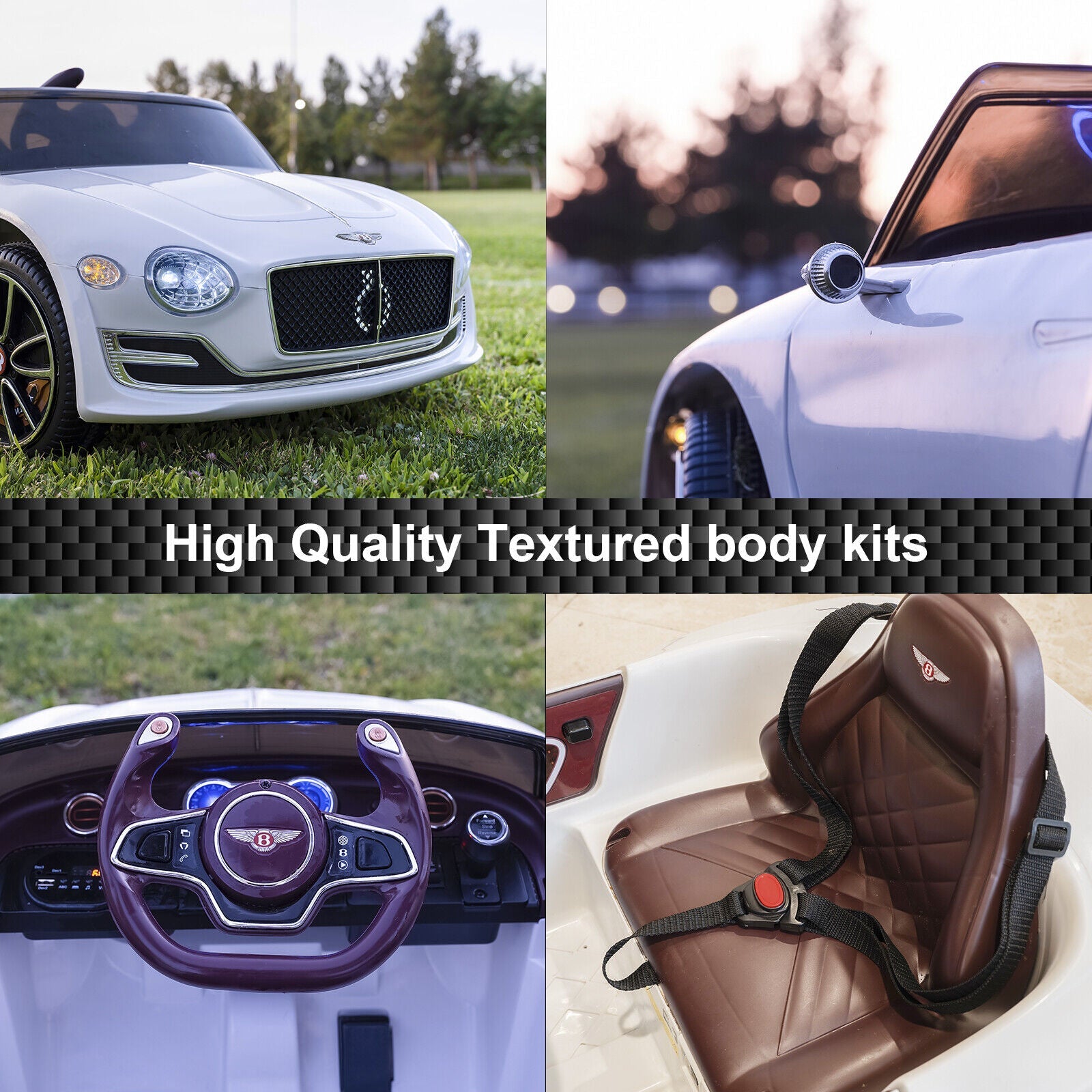 Licensed Bentley Style 12V Electric Ride On Car for Kids with LED Remote Control