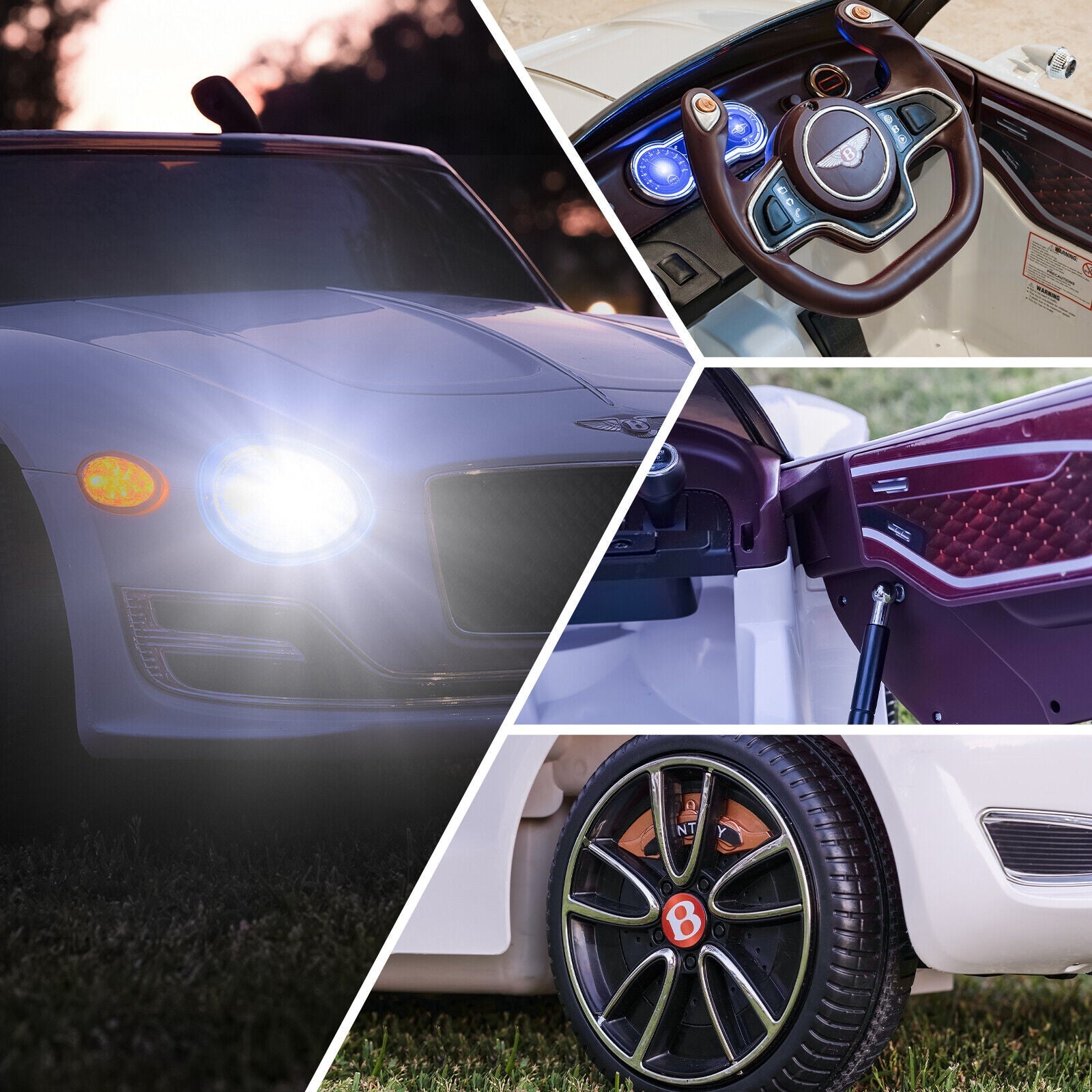 Licensed Bentley Style 12V Electric Ride On Car for Kids with LED Remote Control