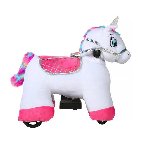Willow the Unicorn Plush Ride-On Toy with Light and Sound Effects - 6 Volt Stable Buddies for Kids