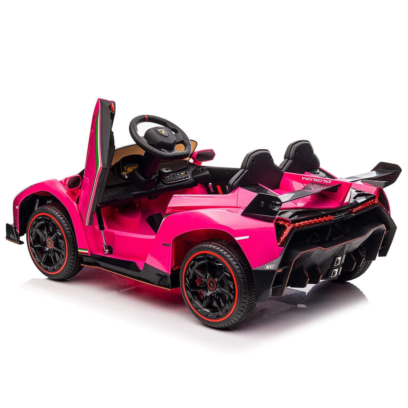 XMX615B Lamborghini Poison 12V Dual Drive Sports Car in Rose Red