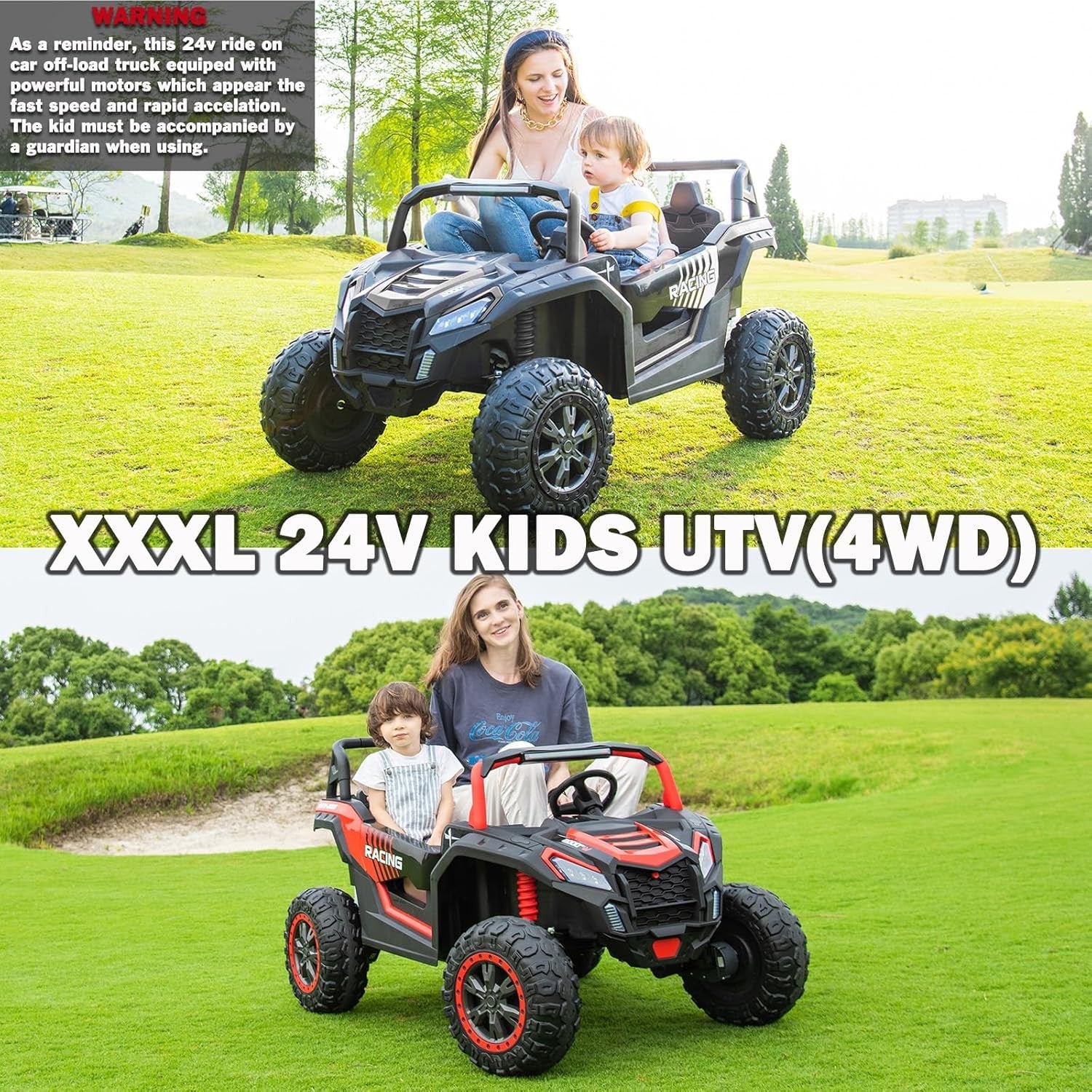24V 4WD XXL Ride-On UTV Car for Big Kids with 2-Seater Capacity