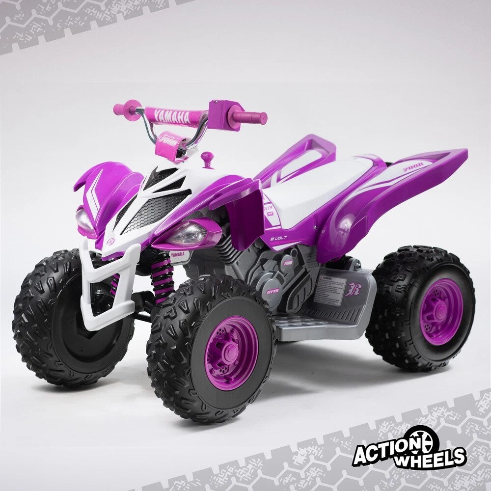 Yamaha Raptor 12V Battery-Powered Purple Ride-On ATV with Music for Ages 3-5