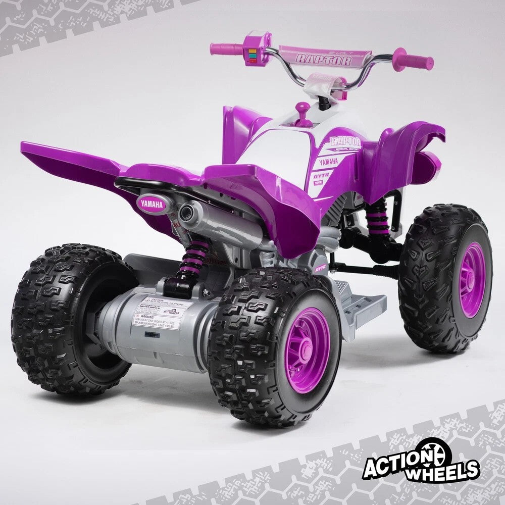 Yamaha Raptor 12V Battery-Powered Purple Ride-On ATV with Music for Ages 3-5