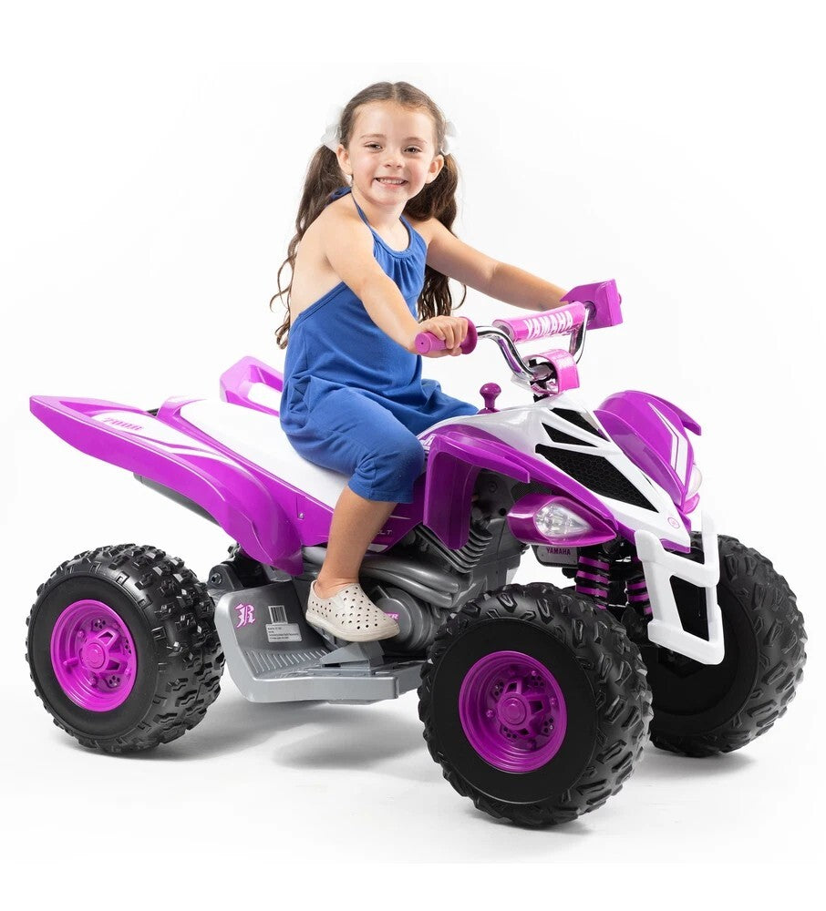 Yamaha Raptor 12V Battery-Powered Purple Ride-On ATV with Music for Ages 3-5