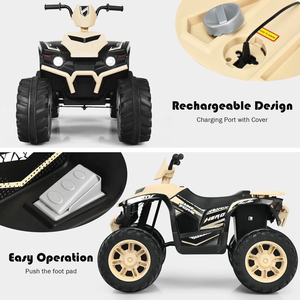 Yellow 12V Kids ATV Quad Ride On Car with LED Light and Music Toy