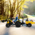12V Electric Ride-On Excavator Bulldozer with Trailer for Kids - Remote Control Included