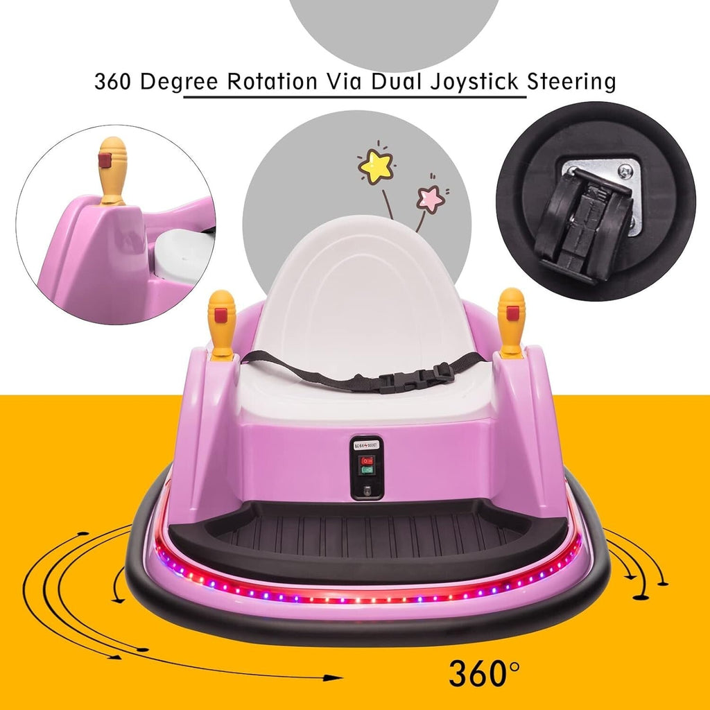 12V Electric Ride-On Bumper Car for Kids and Toddlers Ages 2-6 Years - Purple