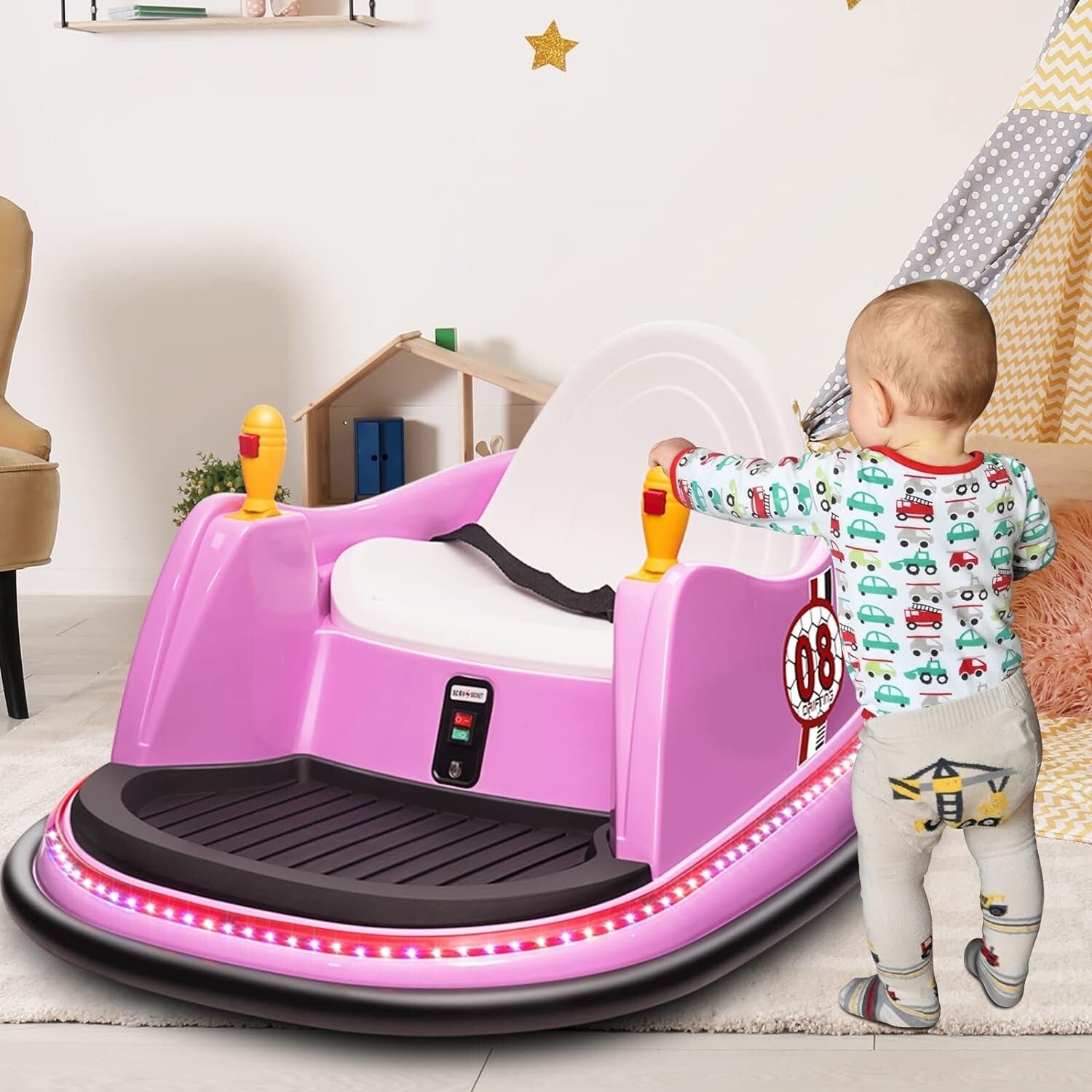 12V Electric Ride-On Bumper Car for Kids and Toddlers Ages 2-6 Years - Purple