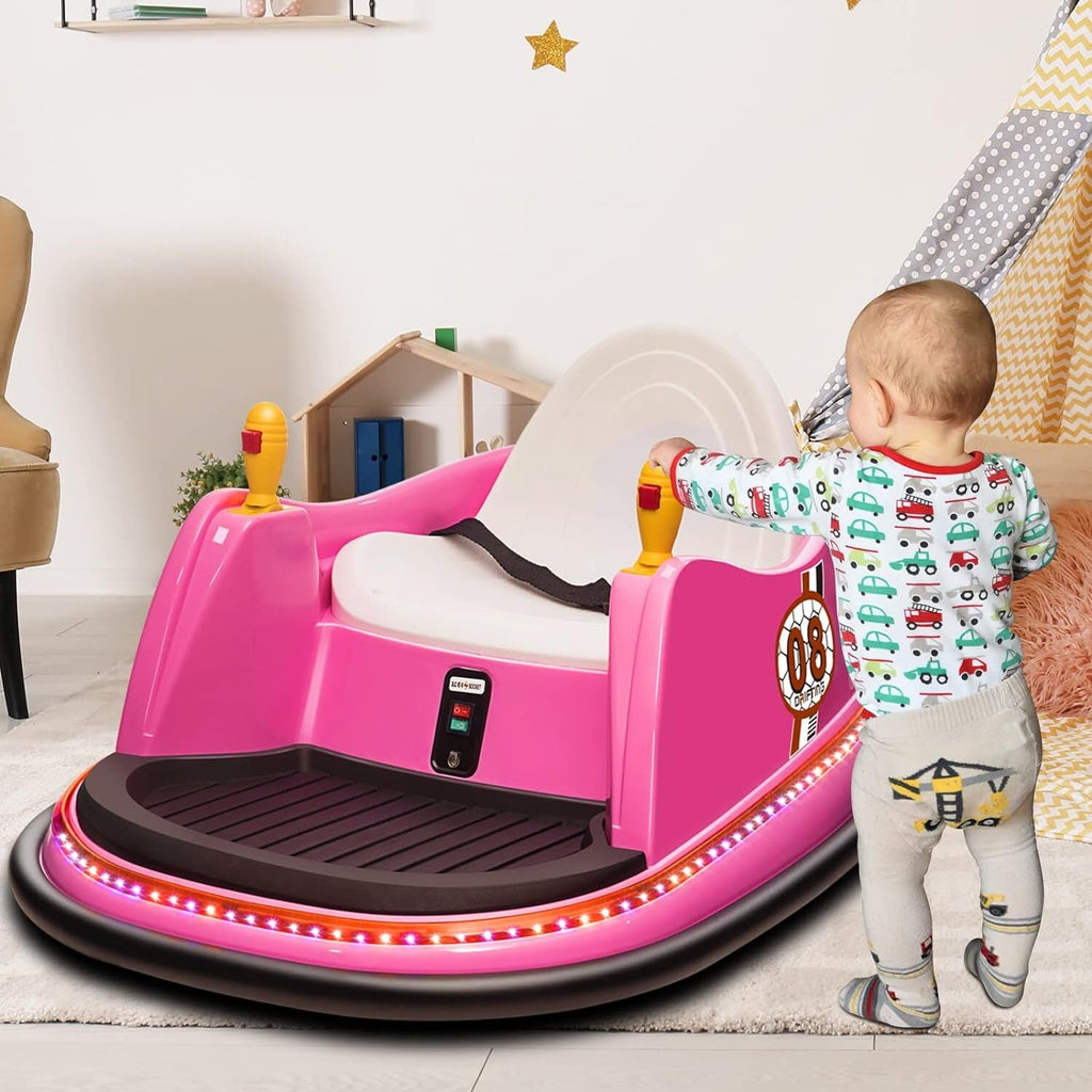 12V Kids Ride-On Bumper Car with Remote Control, 360° Spin, and Flashing Lights for Toddlers