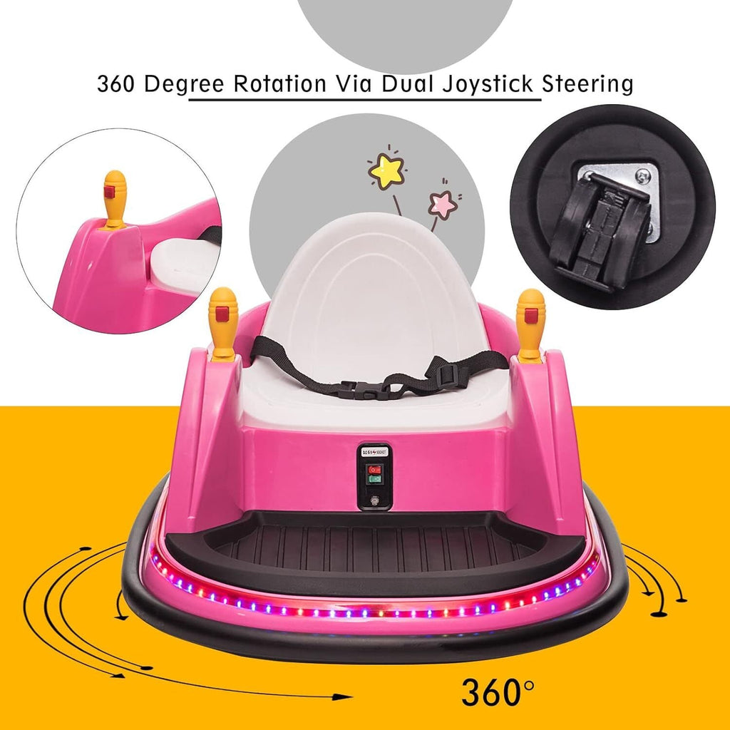 12V Kids Ride-On Bumper Car with Remote Control, 360° Spin, and Flashing Lights for Toddlers