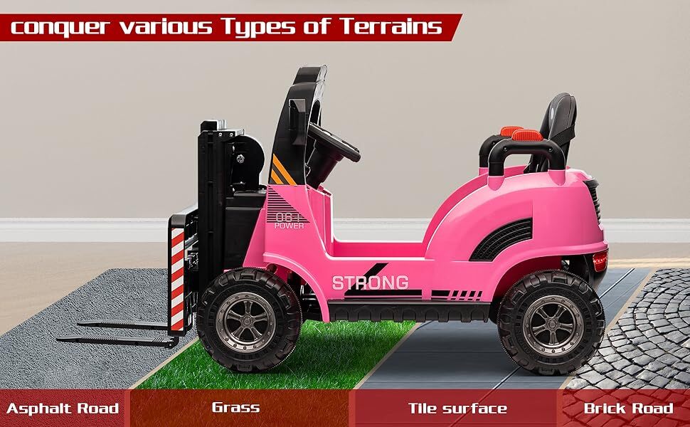 12V Kids Ride-On Forklift Toy Car with Horn for Pretend Construction Play