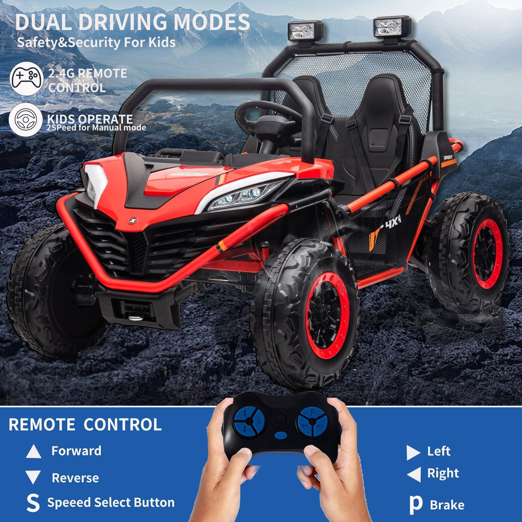 24V Electric 2-Seater Kids Ride-On UTV Truck with 4WD and Remote Control, 4x80W Motors