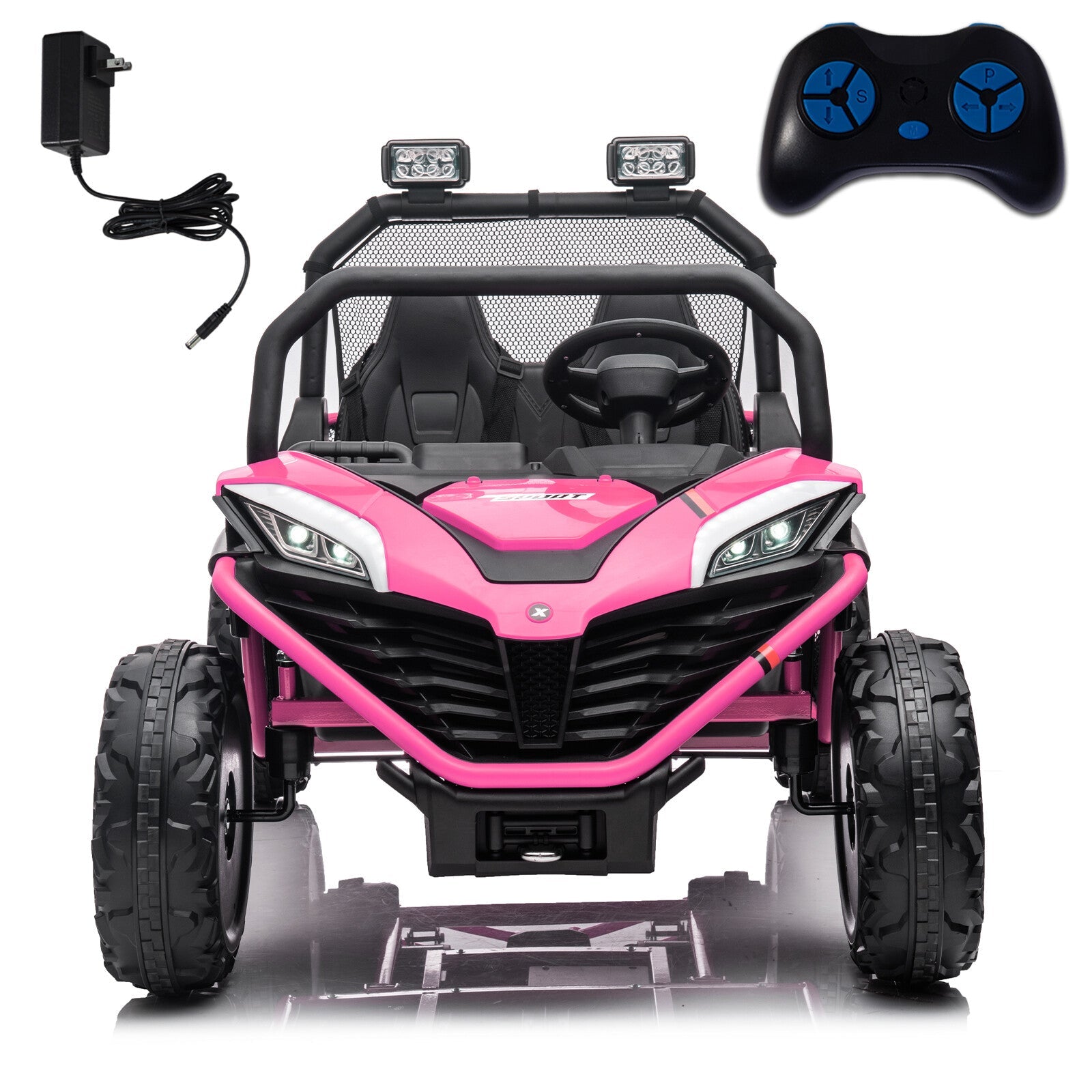 24V Kids 2-Seater Ride-On UTV Car with 400W Motor, Metal Frame, and EVA Wheels