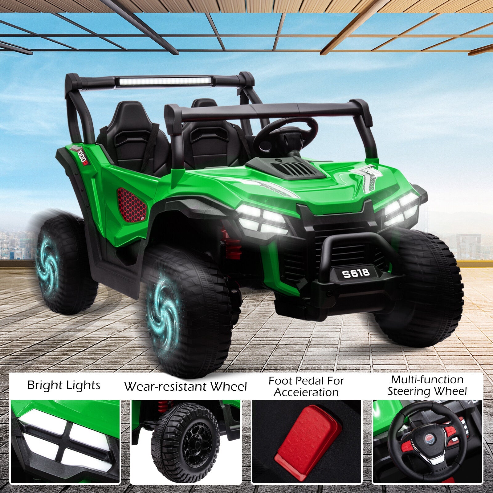 24V Electric Kids 2-Seater Ride-On UTV Truck with 4x80W Motors and Remote Control