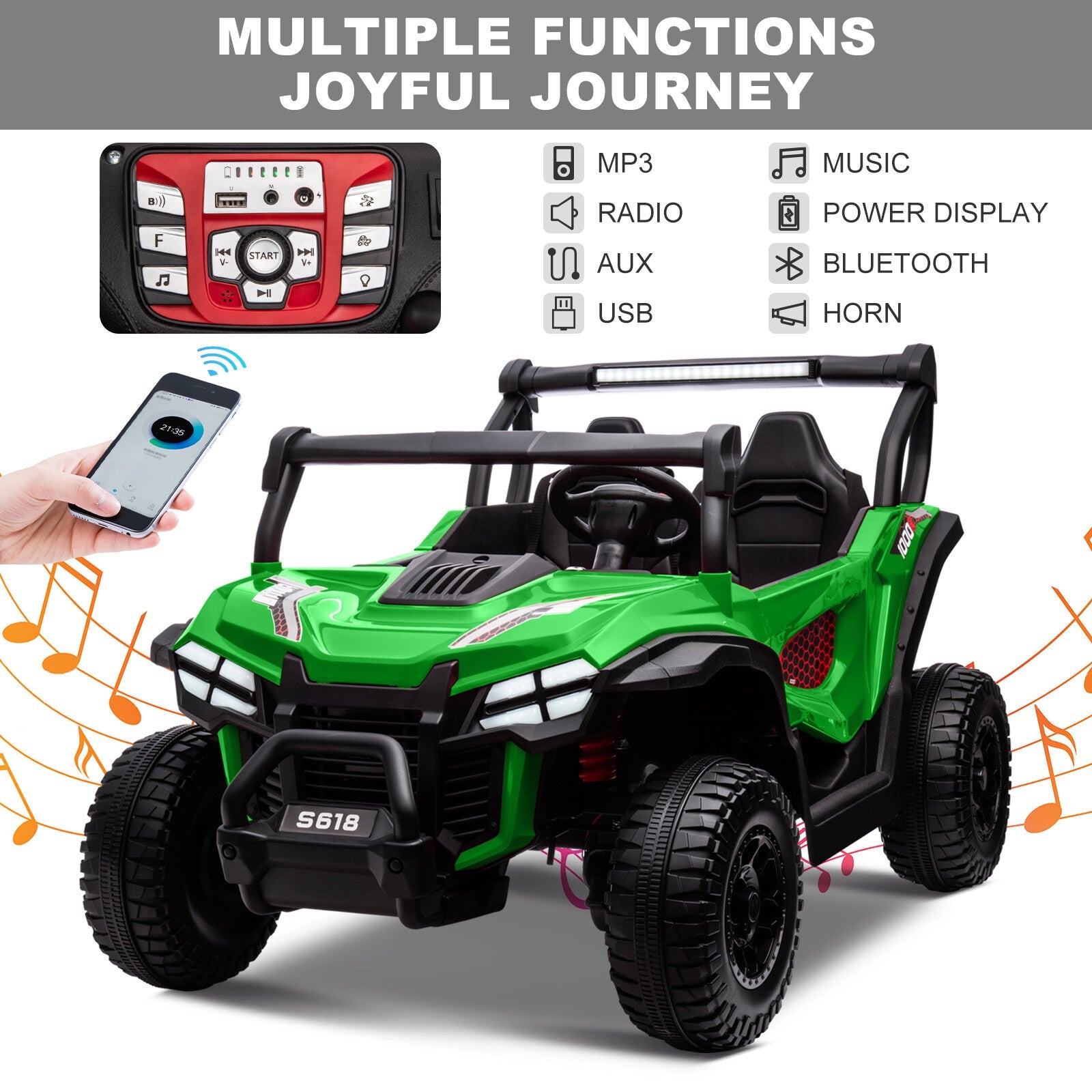 24V Electric Kids 2-Seater Ride-On UTV Truck with 4x80W Motors and Remote Control