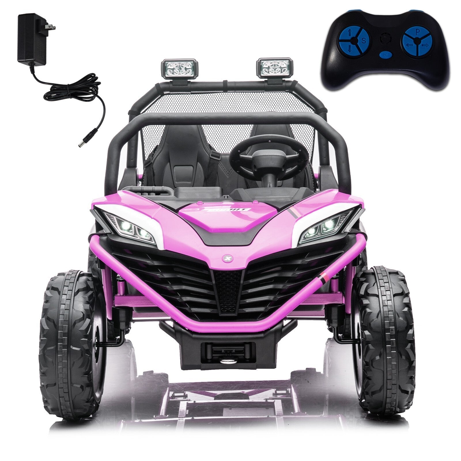 24V Kids 2-Seater Ride-On UTV Truck with 300W Motor, Remote Control, EVA Tires, Purple