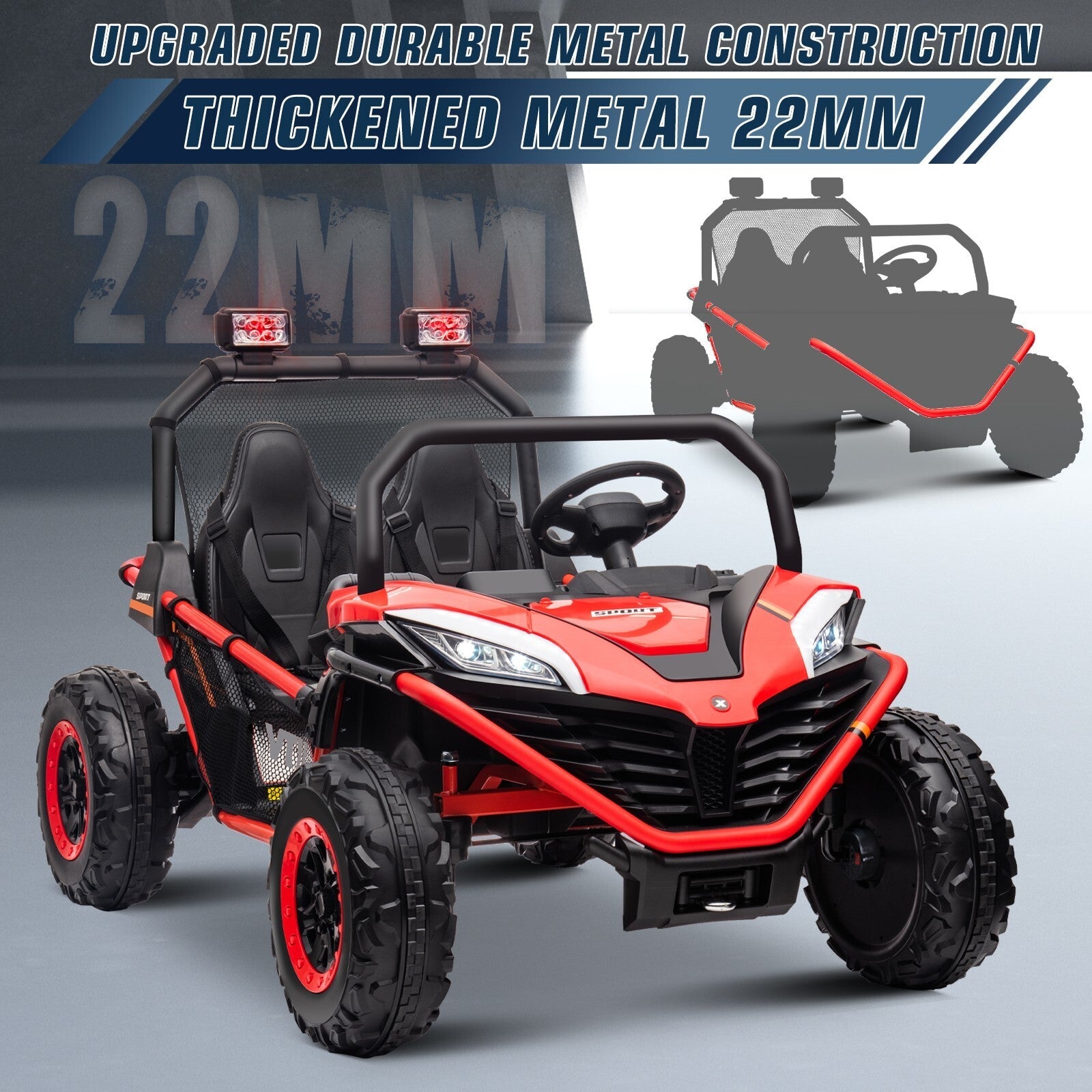 24V Electric Kids Ride-On UTV Truck with 2 Seats, 4WD and Remote Control, 4x80W Motor
