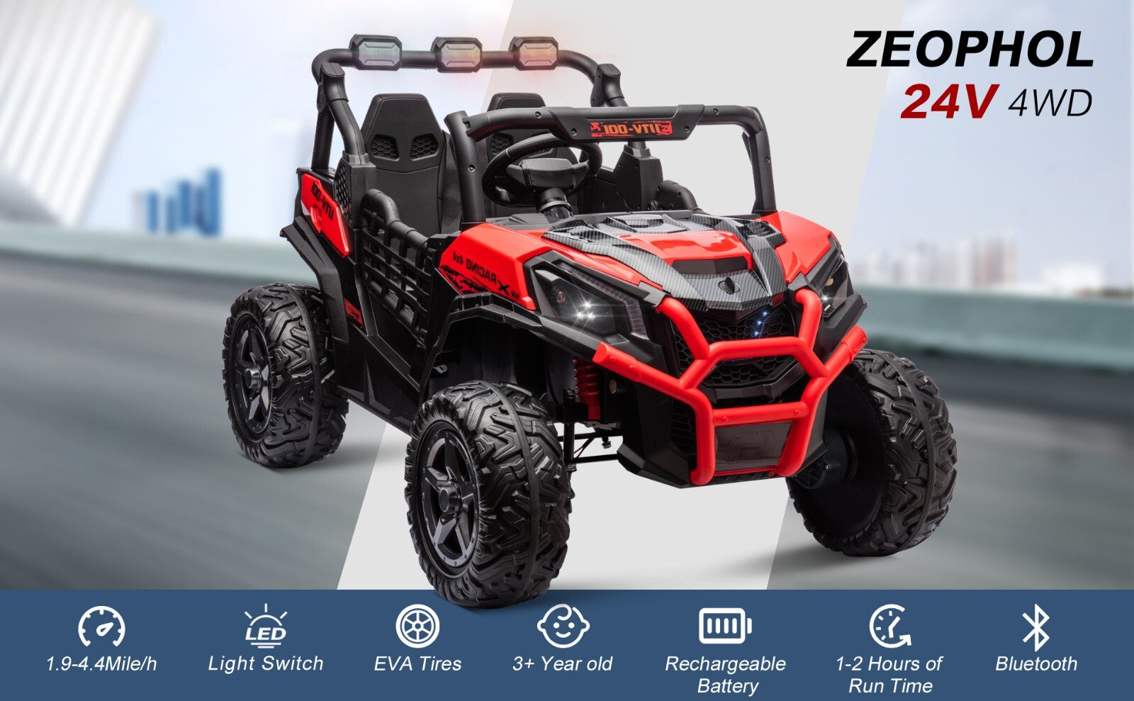 Kids Electric Ride-On UTV Truck 24V with 4WD/2WD and Remote Control Power Wheels