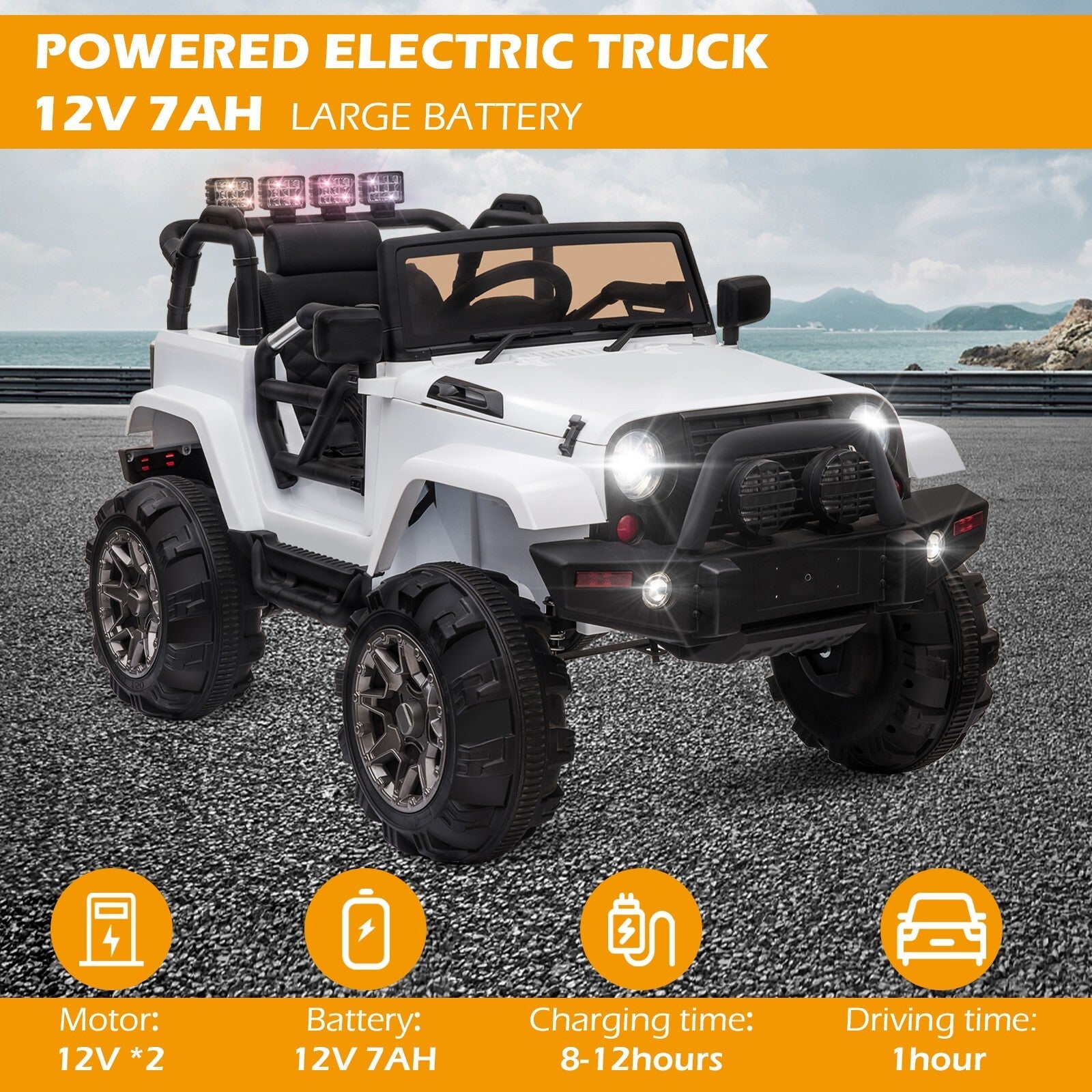 Kids 12V Electric Ride-On Truck with Remote Control and Built-in Music