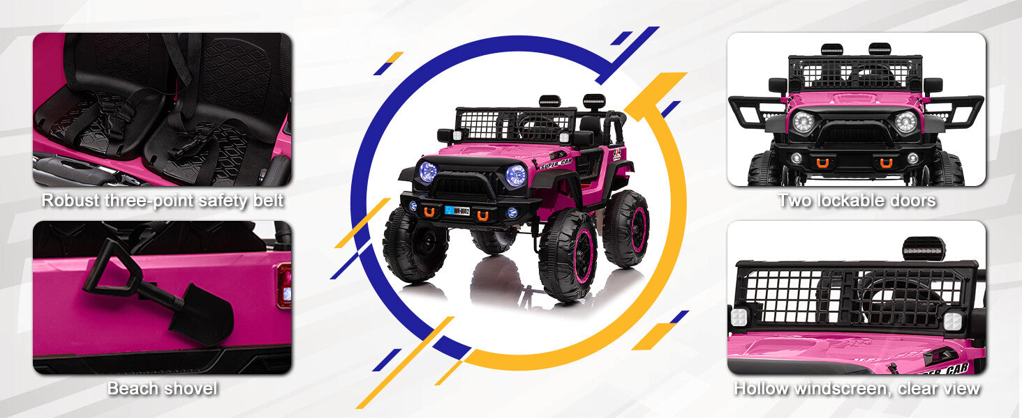 12V Electric Kids Ride-On Truck with Remote Control and 2 Seats