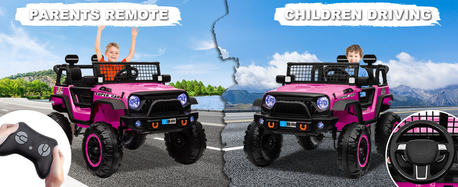 12V Electric Kids Ride-On Truck with Remote Control and 2 Seats